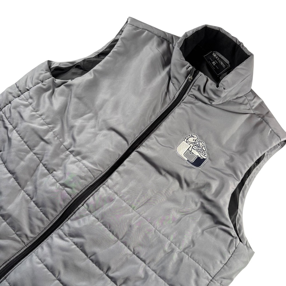 VTG Georgetown Bulldogs Puffer Vest Mens XL Gray Quilted Full Zip Outdoor
